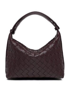 Women's Woven Vegan Leather Shoulder Bag Top-Handle Handbag with Spacious